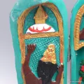 Temple bouddhiste triptyque Tara Verte, peint à la main - Stupas, temples bouddhistes