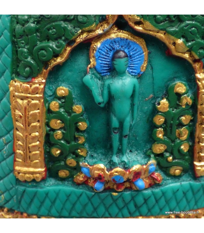 Autel triptyque bouddhiste Tara Verte – Résine artisanale – 20 cm