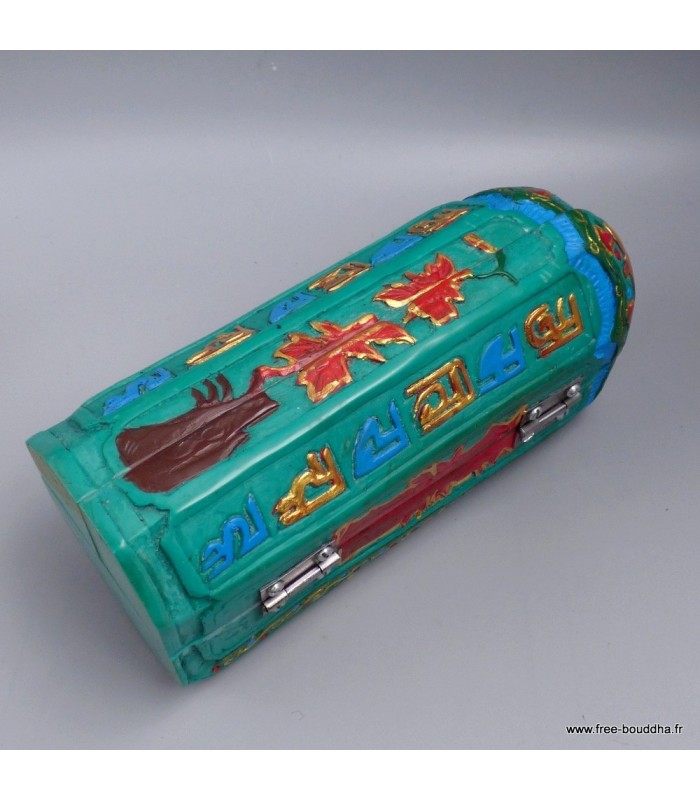 Autel triptyque bouddhiste Tara Verte – Résine artisanale – 20 cm