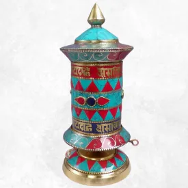 Moulin à prières bouddhiste laiton et pierres 17 cm - Moulins à Prières tibétains
