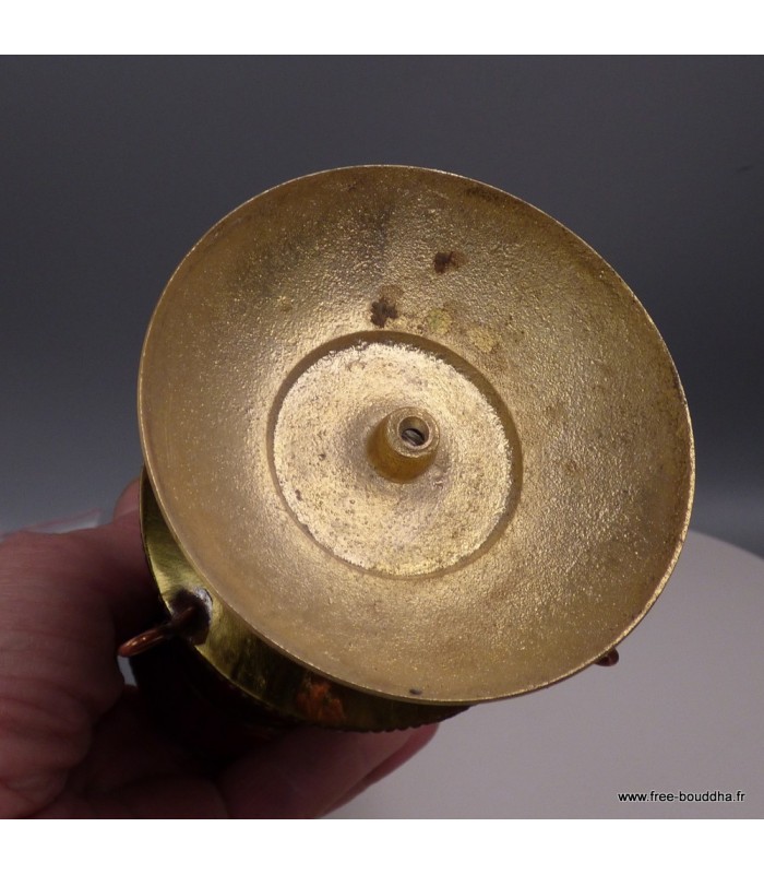 Moulin à prières bouddhiste de table – Laiton pierres naturelles 17 cm