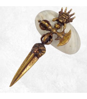 Phurba tibétain dorjé Kartika Mahakala laiton 15 cm – Népal