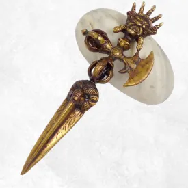 Phurba + Dorjé Kartika Mahakala en laiton 15 cm - Phurba tibétain, dague magique