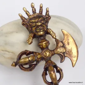 Phurba + Dorjé Kartika Mahakala en laiton 15 cm - Phurba tibétain, dague magique