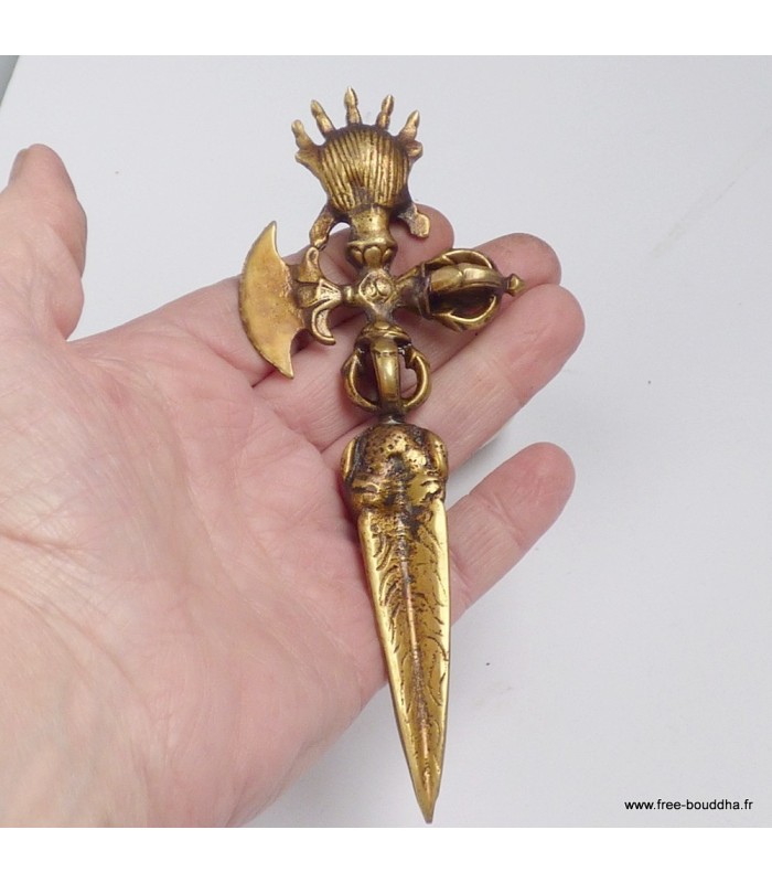 Phurba tibétain dorjé Kartika Mahakala laiton 15 cm – Népal