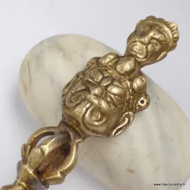 Phurba tibétain et Dorjé en laiton 20 cm, Népal - Phurba tibétain, dague magique