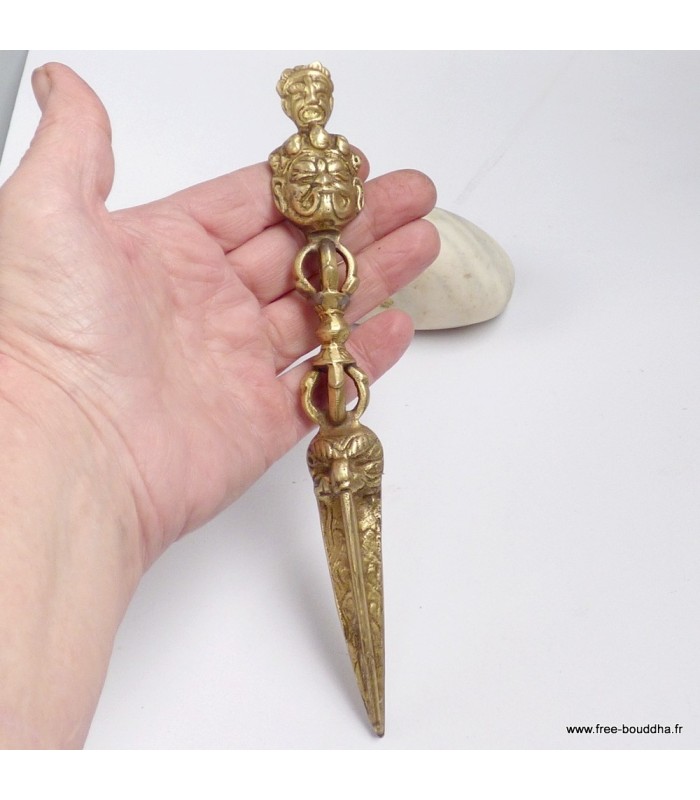 Phurba tibétain dorjé Mahakala laiton 20 cm – Népal