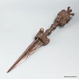 Phurba tibétain authentique en bronze pour cérémonie 30 cm - Phurba tibétain, dague magique