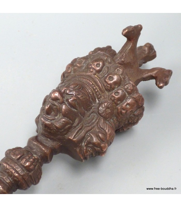 Grand phurba tibétain bronze 30 cm – rituel bouddhiste Népal
