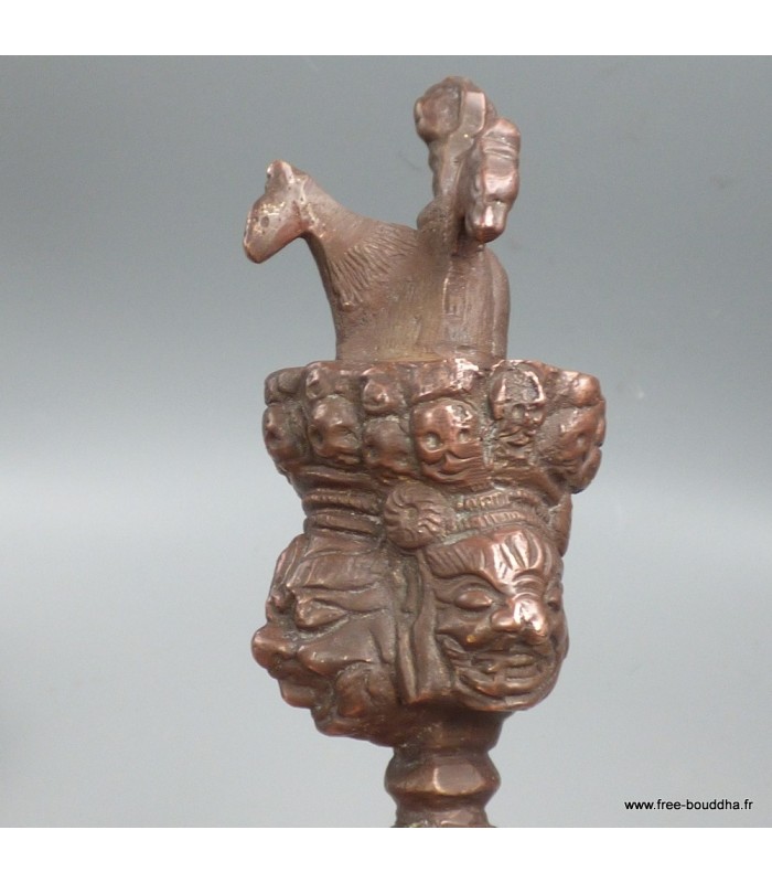 Grand phurba tibétain bronze 30 cm – rituel bouddhiste Népal