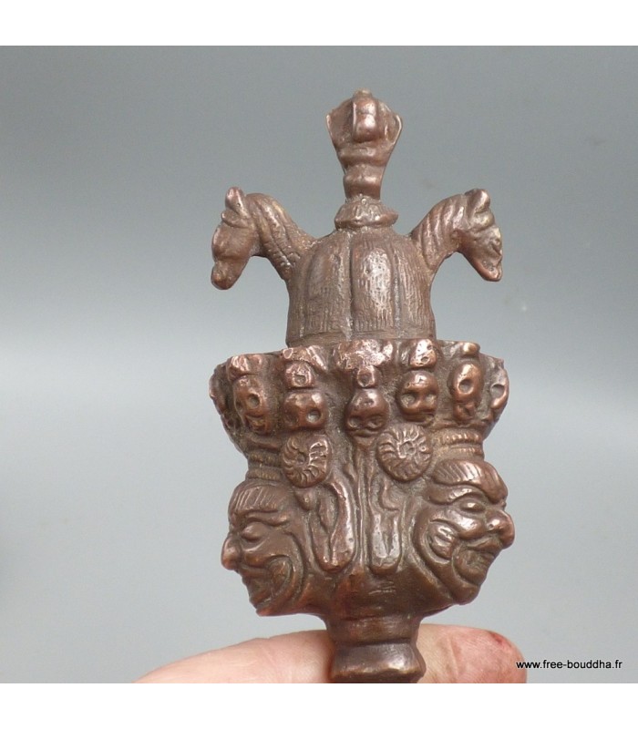 Grand phurba tibétain bronze 30 cm – rituel bouddhiste Népal
