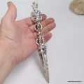 Phurba tibétain authentique bronze plaqué argent 20 cm - Phurba tibétain, dague magique