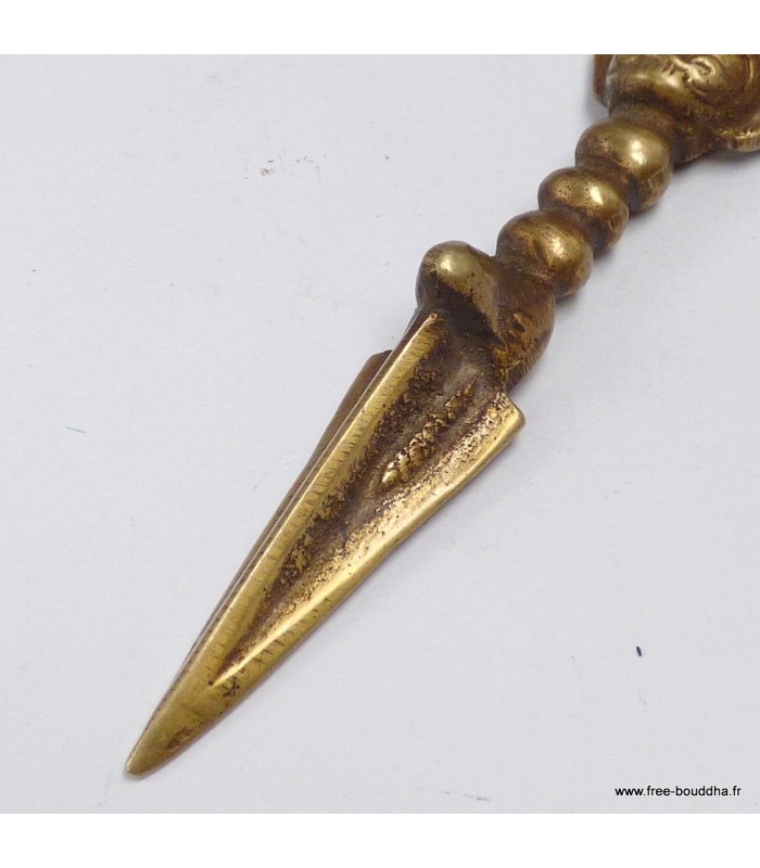 Phurba tibétain authentique Guru Rinpoché 11,5 cm laiton Népal