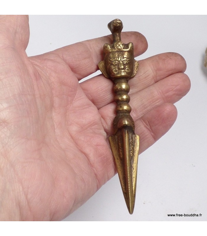 Phurba tibétain authentique Guru Rinpoché 11,5 cm laiton Népal