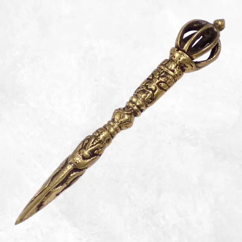 Phurba tibétain authentique couronne Dorjé 11 cm - Phurba tibétain, dague magique