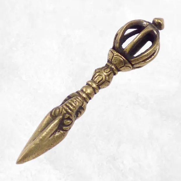 Mini phurba bouddhiste authentique avec dorjé 7,8 cm - Phurba tibétain, dague magique