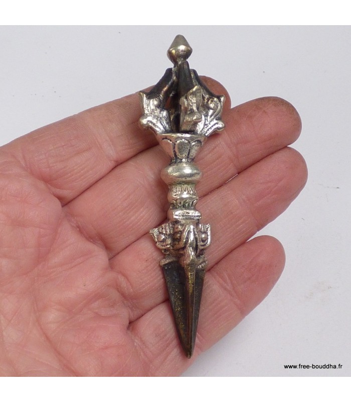 Phurba tibétain léger pour voyage 8,5 cm – bronze Népal