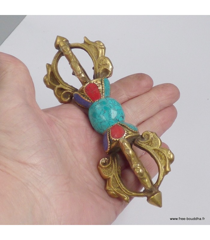 Dorjé vajra tibétain 4 branches pour pratique spirituelle, Népal