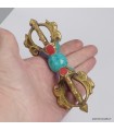 Dorjé vajra tibétain 4 branches pour pratique spirituelle, Népal
