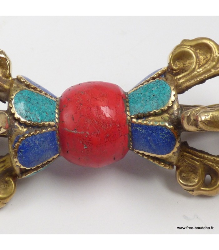 Dorjé vajra tibétain authentique pour autel bouddhiste 13,5 cm