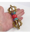 Dorjé vajra tibétain authentique pour autel bouddhiste 13,5 cm