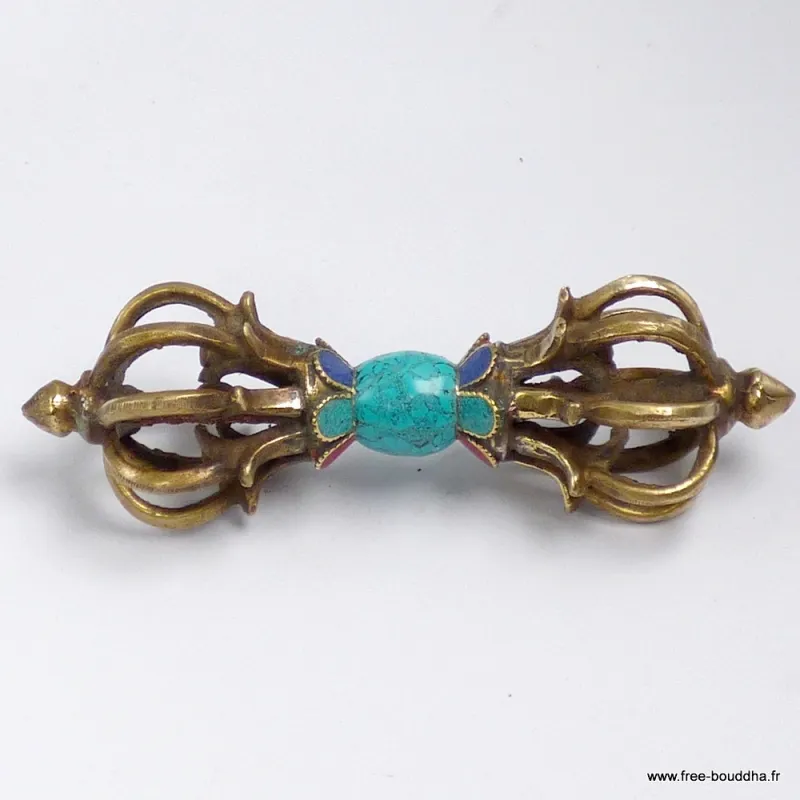 Vajra dorjé tibétain 8 branches pour pratique rituelle 15 cm - Dordjé, double dorjé (sans cloche)