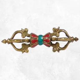Dorjé tibétain artisanal pierres fantaisie 4 branches - Dordjé, double dorjé (sans cloche)