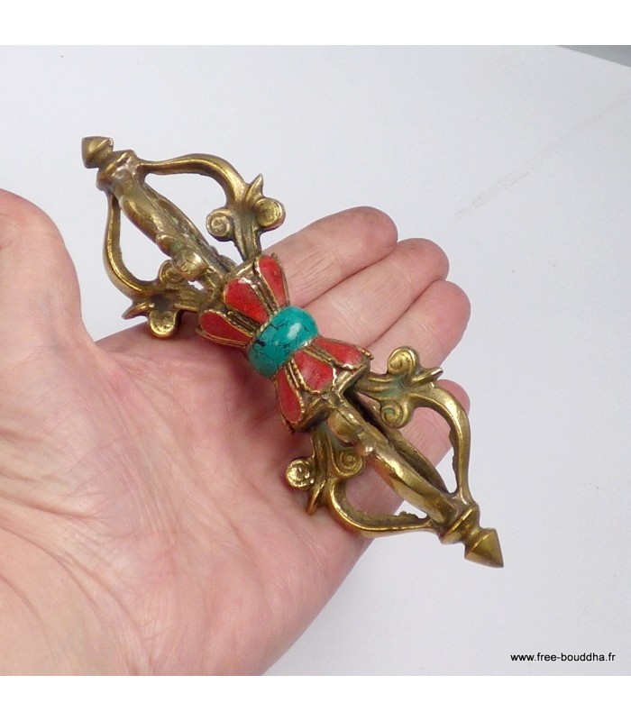 Dorjé vajra tibétain pour rituels de purification énergétique 15 cm