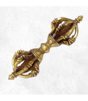 Vajra tibétain couronne puissant 8 branches – dorjé rituel 14 cm