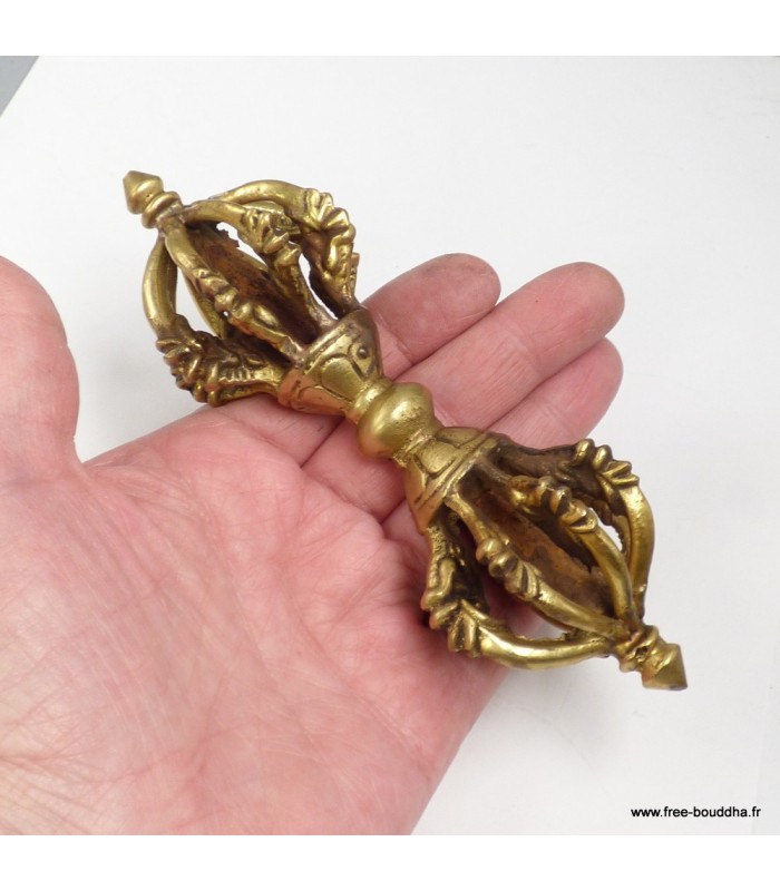 Vajra tibétain couronne puissant 8 branches – dorjé rituel 14 cm