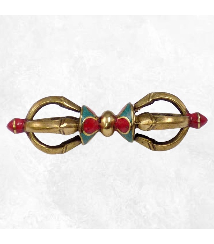 Dorjé vajra tibétain 4 branches pour pratique spirituelle 9,5 cm