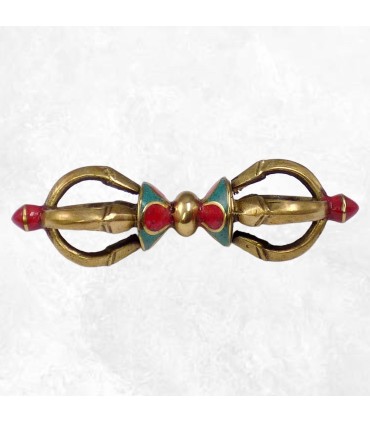 Dorjé vajra tibétain 4 branches pour pratique spirituelle 9,5 cm