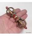Dorjé vajra tibétain 4 branches pour pratique spirituelle 9,5 cm