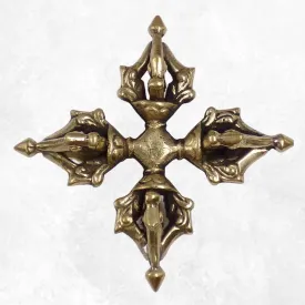Double dorjé bouddhiste vajra de voyage 4 branches - Dordjé, double dorjé (sans cloche)