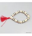 Bracelet mala tibétain en os de buffle blanc, 27 perles népalaises