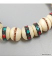 Bracelet mala tibétain en os de buffle blanc, 27 perles népalaises