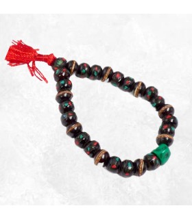 Bracelet porte bonheur mala tibétain os de buffle sculpté à petit prix