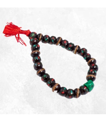 Bracelet porte bonheur mala tibétain os de buffle sculpté à petit prix
