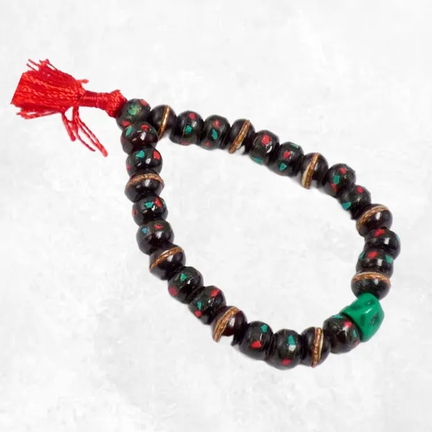 Bracelet tibétain porte-bonheur os de buffle brun, Népal - Bracelets tibétains bouddhistes