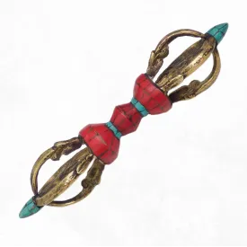 Vajra bouddhiste unique 16 cm pour rituel et temple - Dordjé, double dorjé (sans cloche)