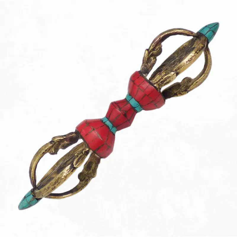 Vajra bouddhiste unique 16 cm pour rituel et temple - Dordjé, double dorjé (sans cloche)