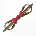 Vajra bouddhiste unique 16 cm pour rituel et temple - Dordjé, double dorjé (sans cloche)