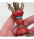 Vajra bouddhiste 16 cm – Dorjé tibétain 4 branches turquoise et corail