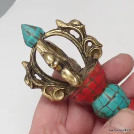 Vajra couronne bouddhiste unique 15 cm pierres naturelles - Dordjé, double dorjé (sans cloche)