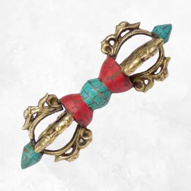 Vajra couronne bouddhiste unique 15 cm pierres naturelles - Dordjé, double dorjé (sans cloche)