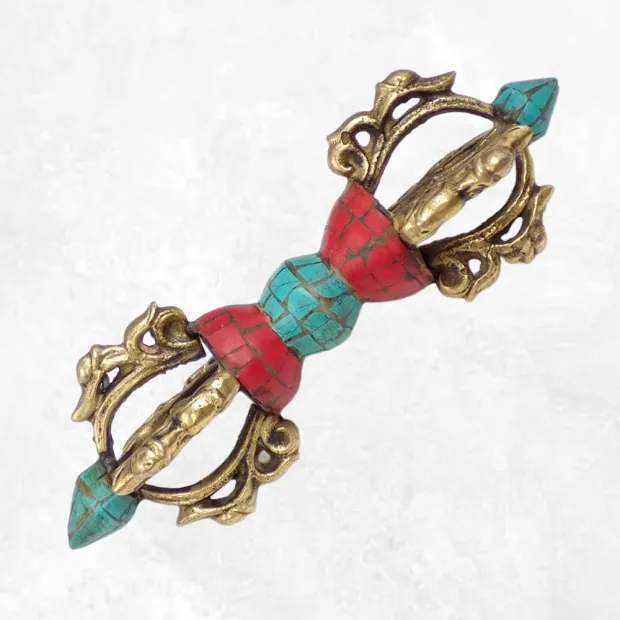 Vajra couronne bouddhiste unique 15 cm pierres naturelles - Dordjé, double dorjé (sans cloche)