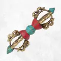 Vajra couronne bouddhiste unique 15 cm pierres naturelles - Dordjé, double dorjé (sans cloche)