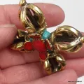 Double dorjé bouddhiste coloré, vajra de voyage 4 branches - Dordjé, double dorjé (sans cloche)