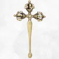 Dorjé tibétain 3 faces tige longue 13 cm pour rituel - Dordjé, double dorjé (sans cloche)