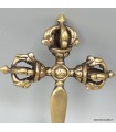 Vajra tibétain tige longue 13 cm – Dorjé 3 faces artisanal Népal